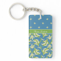 Chic Blue Lily-of-the-Valley Floral Sleutelhanger