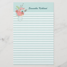 Chic Blue Lined Custom Stationery Briefpapier