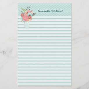 Chic Blue Lined Custom Stationery Briefpapier