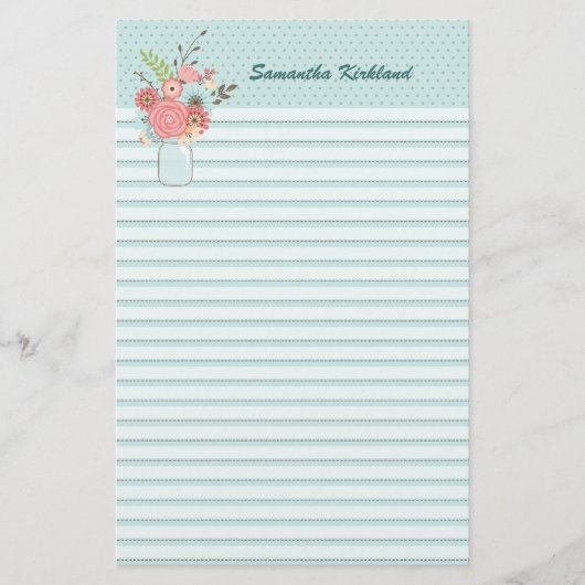 Chic Blue Lined Custom Stationery Briefpapier (Voorkant)