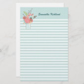 Chic Blue Lined Custom Stationery Briefpapier (Voorkant / Achterkant)