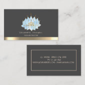 Chic Blue Lotus Gold Stripe Yoga Instructeur Visitekaartje (Voorkant / Achterkant)