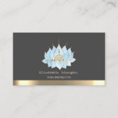 Chic Blue Lotus Gold Stripe Yoga Instructeur Visitekaartje (Voorkant)