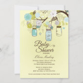 Chic blue mason passief baby shower kaart (Voorkant)