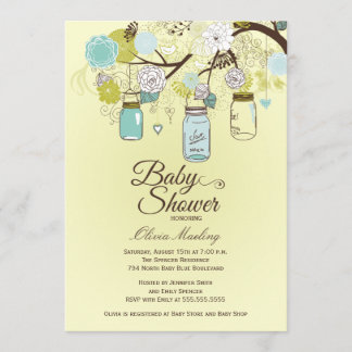 Chic blue mason passief baby shower kaart