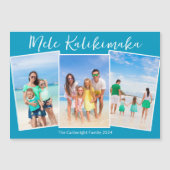 Chic Blue Mele Kalikimaka 3 Foto Kerstmagneet (Voorkant)
