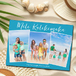 Chic Blue Mele Kalikimaka 3 Foto Kerstmagneet<br><div class="desc">Chic blauw aanpasbare strand familie foto collage kerst magnetische kaart met uw favoriete tropische foto's in de zon. Voeg 3 van je favoriete verticale foto herinneringen toe van je eilandvakantie naar de kust. Prachtige horizontale vakantiemagneten aan de kust met een strakke,  moderne foto-indeling en  wit script.</div>