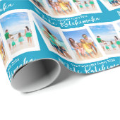 Chic Blue Mele Kalikimaka Beach Foto Kerstmis Cadeaupapier (Rol Hoek)