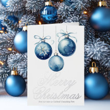 Chic Blue Merry Christmas Ornament Zakelijk Zilver