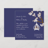 Chic Blue met Tortelduifjes Wedding Invitation Kaart (Voorkant / Achterkant)