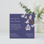 Chic Blue met Tortelduifjes Wedding Invitation Kaart (Staand voorkant)