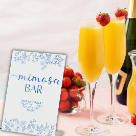 Chic  Blue Mimosa Bar Reclamebord Met Voetstuk