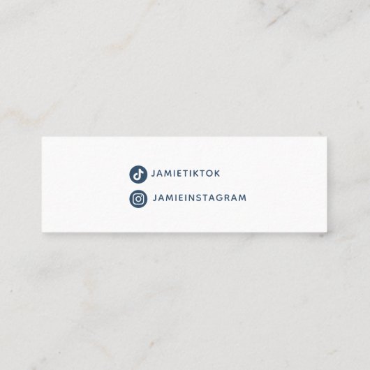 Chic Blue Modern Script Social Media Influencer Mini Visitekaartje (Achterkant)