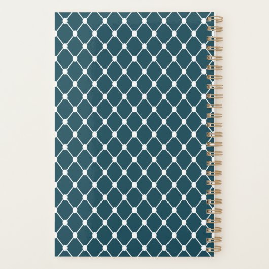 Chic Blue Monogram Gepersonaliseerde Geometrische Planner (Achterkant)