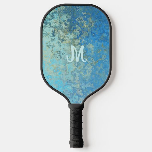 Chic Blue Monogrammed Pickleball Paddle (Voorkant)