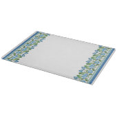 Chic Blue Morning Glory Border Glass Cutting Board Snijplank (Hoek)