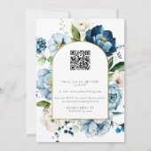 Chic Blue Navy Alles in 1 Budget QR Code Huwelijk Kaart (Achterkant)