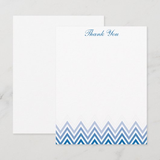 Chic Blue Ombre Chevrons Note-kaarten Kaart (Voorkant / Achterkant)