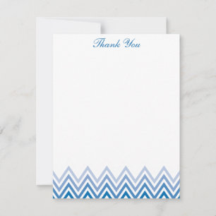 Chic Blue Ombre Chevrons Note-kaarten Kaart