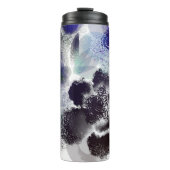 Chic Blue Paars Floral Signature Monogrammed Thermosbeker (Voorkant)