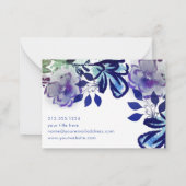 Chic Blue Paars Floral Typografie Notitiekaartje (Achterkant)