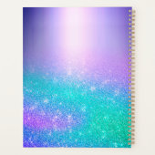 Chic blue paarse ombre glitter druppelt monogram planner (Achterkant)