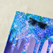 Chic blue paarse ombre glitter druppelt monogram strandlaken (In situ)