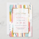 Chic Blue Painted Memphis Abstract Vrijgezellenfee Kaart (Voorkant)