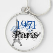 Chic Blue Paris Eiffel Tower 50th Birthday Sleutelhanger (Voorkant)