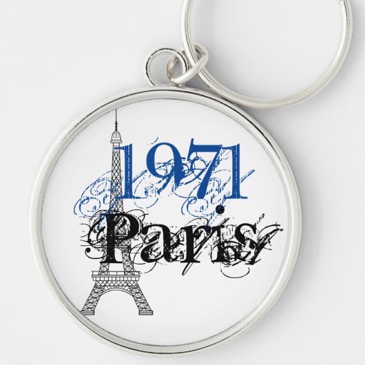 Chic Blue Paris Eiffel Tower 50th Birthday Sleutelhanger (Voorkant)