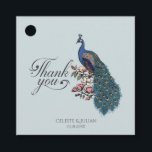 Chic Blue Peacock Bedankt Bedankjes Labels<br><div class="desc">Deze chique Blauwgroen Peacock Thank You-favorietentabellen zijn voorzien van een handgetekende blauw en blauwgroen blauwe pauw op Magnolia-takken in volle bloei in zwarte inkt en de titel "Thank You" in een elegant blauwgroen script. De achterkant heeft een elegant patroon met dezelfde elementen. Personaliseer met de namen en datum van bruid...</div>