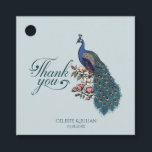 Chic Blue Peacock Bedankt Bedankjes Labels<br><div class="desc">Deze chique Blauwgroen Peacock Thank You-favorietentabellen zijn voorzien van een handgetekende blauw en blauwgroen blauwe pauw op Magnolia-takken in volle bloei in zwarte inkt en de titel "Thank You" in een elegant blauwgroen script. De achterkant heeft een elegant patroon met dezelfde elementen. Personaliseer met de namen en datum van bruid...</div>