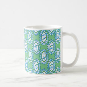 Chic Blue  Periwinkle Floral on Green Koffiemok