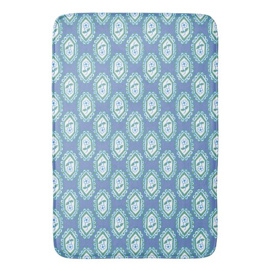 Chic Blue  Periwinkle Floral Pattern Badmat (Voorkant Verticaal)
