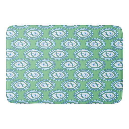 Chic Blue  Periwinkle Floral Pattern Badmat (Voorkant)