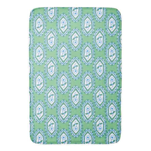 Chic Blue  Periwinkle Floral Pattern Badmat (Voorkant Verticaal)