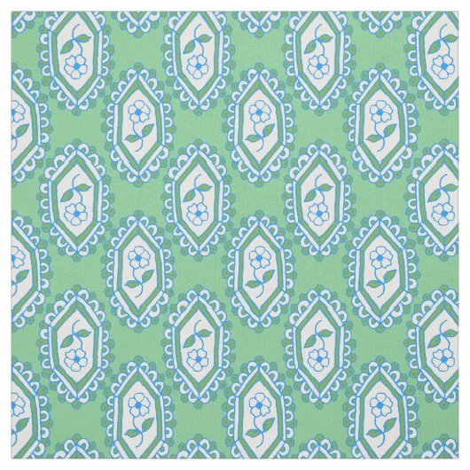 Chic Blue  Periwinkle Floral Pattern Stof (Swatch)