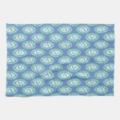 Chic Blue  Periwinkle Floral Pattern Theedoek (Horizontaal)