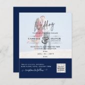Chic Blue Photo Wedding nodigt QR Code Save Date u (Voorkant / Achterkant)