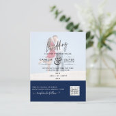 Chic Blue Photo Wedding nodigt QR Code Save Date u (Staand voorkant)