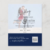 Chic Blue Photo Wedding nodigt QR Code Save Date u (Voorkant)