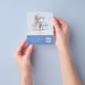 Chic Blue Photo Wedding nodigt QR Code Save Date u Flyer (Hand)
