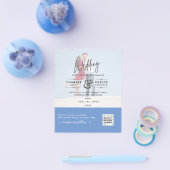 Chic Blue Photo Wedding nodigt QR Code Save Date u Flyer (Enkel)
