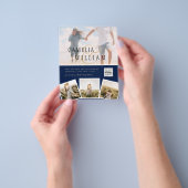 Chic Blue Photo Wedding nodigt QR Code Save Date u Flyer (Hand)