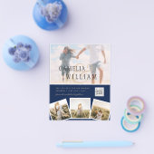 Chic Blue Photo Wedding nodigt QR Code Save Date u Flyer (Enkel)