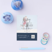 Chic Blue Photo Wedding nodigt QR Code Save Date u Flyer (Enkel)