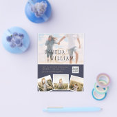 Chic Blue Photo Wedding nodigt QR Code Save Date u Flyer (Enkel)