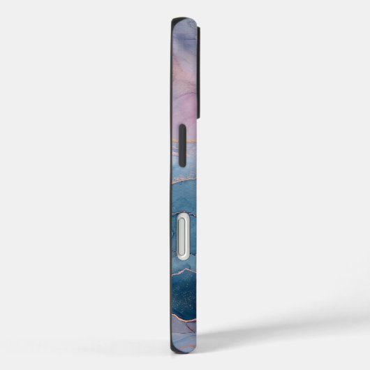 Chic Blue Pink Gold Agate Marble Case-Mate iPhone Case (Achterkant / Rechts)