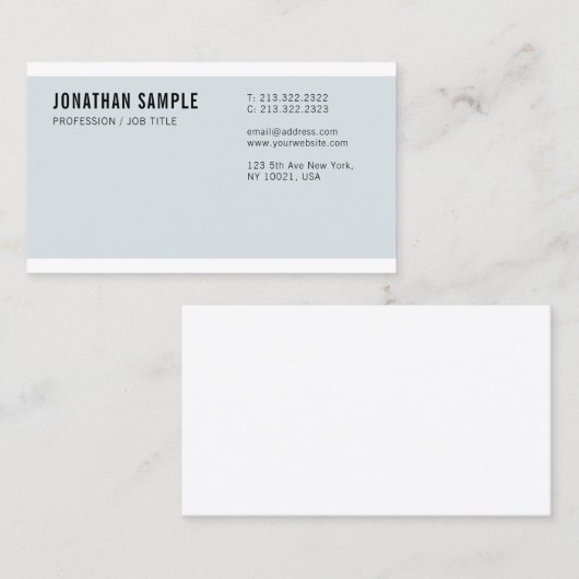 Chic Blue Plain New Gothic Font Professional Visitekaartje (Voorkant / Achterkant)