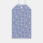 Chic Blue Portugees Azulejo Gele Lelie Bedankt Cadeaulabel (Achterkant)